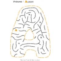 Activité et jeux sur les prénoms d'enfants lettre A