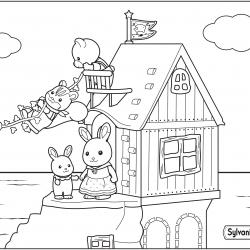 La fille lapin et ses amis dans la cabane de l'île secrète de Sylvanian Families