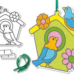 Cartes nichoirs décorées de sable de couleur