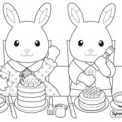Un dessin à imprimer de maman et papa lapin qui préparent le petit déjeuner