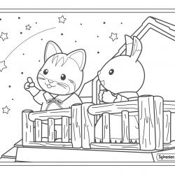 Coloriage Des Bebes Sylvanian Qui S Amusent Dans Le Manege De La Plage