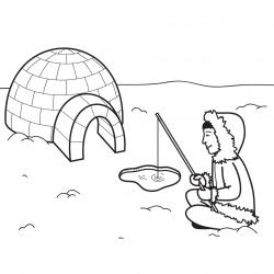 Imprimez votre coloriage d'igloo ou d'inuits gratuitement et proposez à votre enfant un joli coloriage sur le thème de la banquise et de l'hiver. Page 02