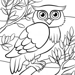 Retrouvez un coloriage de hibou ! Un dessin à imprimer gratuitement sur le thème des animaux de la forêt - Page 07