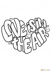 Voici le coloriage Love is in the air. Un joli dessin à imprimer gratuitement plein d'amour !
