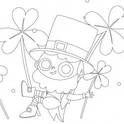 Coloriage Saint Patrick à proposer aux enfants qui aiment l'Irlande et cette fête joyeuse. Page 1