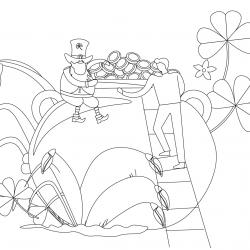 Coloriage Saint Patrick à proposer aux enfants qui aiment l'Irlande et cette fête joyeuse. Page 6