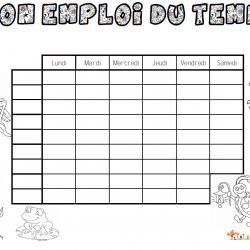 Un dessin d'un emploi du temps sur la nature à colorier
