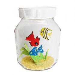 Explications pour la fabrication d'un aquariume et ses petits poissons ,. Un bricolage facile amusant pour un joli objet décoratif fait à partir de matériaux recyclés