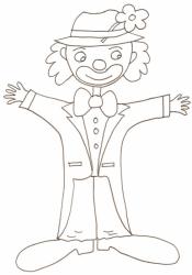 coloriage d'un clown au chapeau à fleur