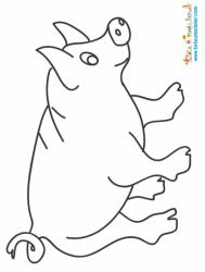 Dessin d'un cochon de la ferme à colorier avec des crayons de couleur. Un coloriage de cochon à imprimer pour colorier les animaux de la ferme