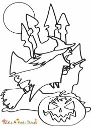 Coloriage du chateau le jour d'Halloween