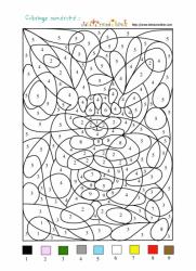 Jeu de coloriage numéroté : chiffres et animal n°1