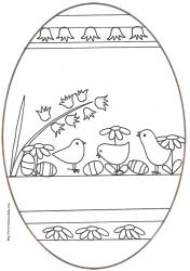 coloriage d'un oeuf de Pâques : frise de poussins