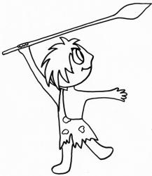 coloriage d'un homme de cro-magnon prêt à lancer sa lance