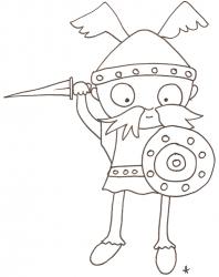coloriage d'un gaulois à l'épée et bouclier