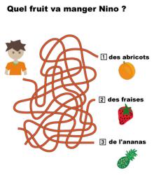 Jeu de fils mà™lés à imprimer : Un jeu de fils à imprimer pour trouver quel dessert sera mangé par Nino