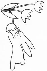 coloriage d'un lapin courant dans les tulipes