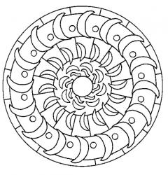 coloriage d'un mandala aux croissants