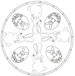 Coloriage Mandala de Pâques lapin