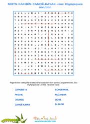 grille de solution des mots cachés canoë-kayak
