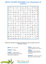 escrime : solution pour les mots cachés