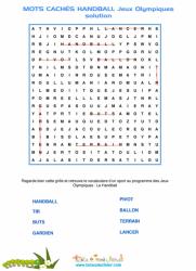 Solution des mots cachés sur le handball