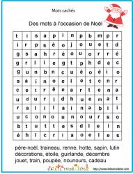 Imprimer le jeu de mots cachés : Mots de Noël