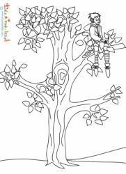 Coloriage du petit tailleur caché dans l'arbre