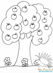 Coloriage d'un pommier en automne