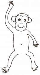 coloriage d'un singe : dessin bras levé