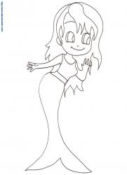 Coloriage d'une jeune sirène