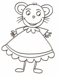 coloriage d'une souricette en robe