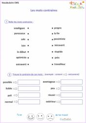 Exercice vocabulaire CM1
