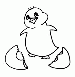 Coloriage du poussin sortant de son oeuf