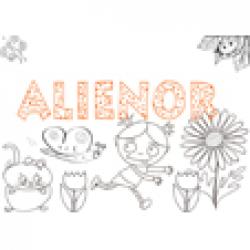 Coloriage prénom "ALIENOR" avec le dessin de Nana