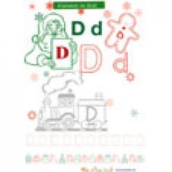 Alphabet de Noël : le D à colorier