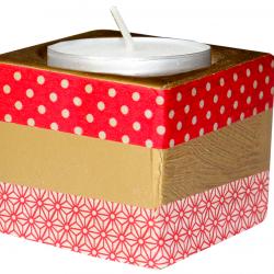 Bougeoir en céramique blanche et masking tape