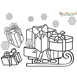 Les cadeaux de Noël tombent de la luge