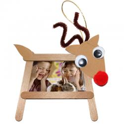 Cadre photo renne de Noël en bâtons de bois