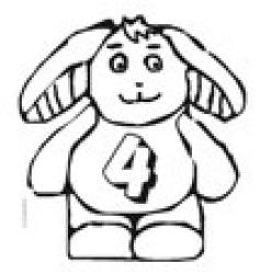 Coloriage du lapin portant le chiffre 4