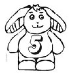 Coloriage du lapin portant le chiffre 5