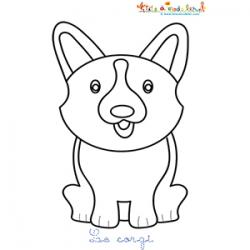 Coloriage d'un corgi, le petit chien anglais