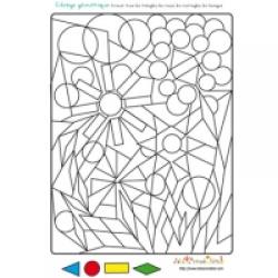 4 fleurs coloriage géométrique
