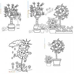 Coloriages de jardins et scène de jardin
