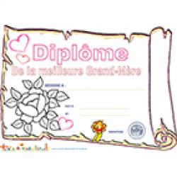 Diplome meilleure grand-mère à la rose