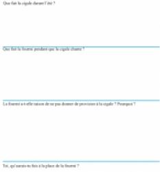 Fiche de lecture de la cigale et la fourmi page 2