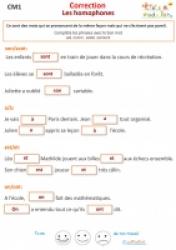 Exercice 1 de grammaire CM1 : correction