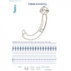 Alphabet : Ecrire et colorier le "j" en cursif
