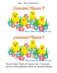 jeu des 7 erreurs sur Pâques