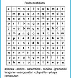 Mots cachés sur les fruits